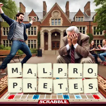 Illustration créative d'un jeu de lettres avec le mot MALPROPRETES épelé sur le plateau.