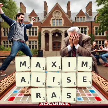 Illustration créative d'un jeu de lettres avec le mot MAXIMALISERAS épelé sur le plateau.