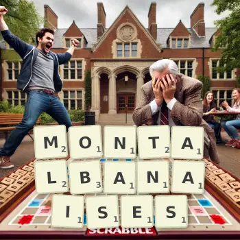 Illustration créative d'un jeu de lettres avec le mot MONTALBANAISES épelé sur le plateau.