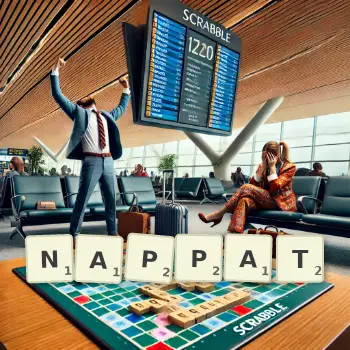 Illustration créative d'un jeu de lettres avec le mot NAPPAT épelé sur le plateau.