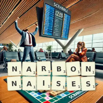 Illustration créative d'un jeu de lettres avec le mot NARBONNAISES épelé sur le plateau.