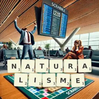 Illustration créative d'un jeu de lettres avec le mot NATURALISME épelé sur le plateau.