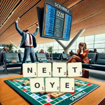 Illustration créative d'un jeu de lettres avec le mot NETTOYE épelé sur le plateau.