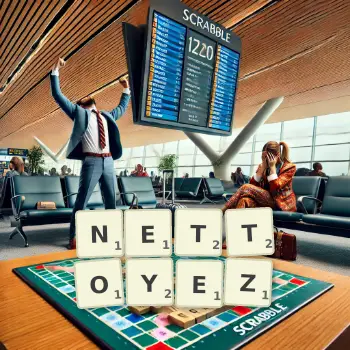Illustration créative d'un jeu de lettres avec le mot NETTOYEZ épelé sur le plateau.