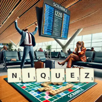 Illustration créative d'un jeu de lettres avec le mot NIQUEZ épelé sur le plateau.