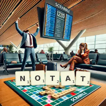 Illustration créative d'un jeu de lettres avec le mot NOTAT épelé sur le plateau.