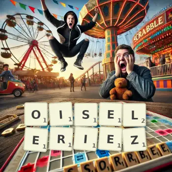 Illustration créative d'un jeu de lettres avec le mot OISELERIEZ épelé sur le plateau.