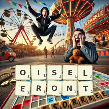 Illustration créative d'un jeu de lettres avec le mot OISELERONT épelé sur le plateau.