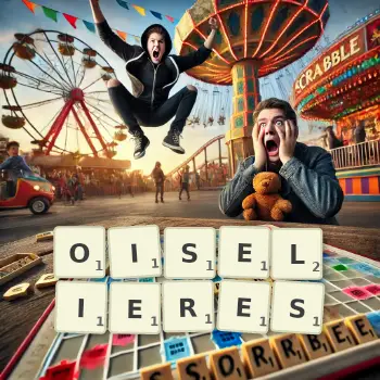 Illustration créative d'un jeu de lettres avec le mot OISELIERES épelé sur le plateau.