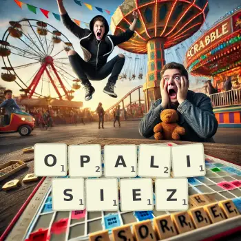 Illustration créative d'un jeu de lettres avec le mot OPALISIEZ épelé sur le plateau.