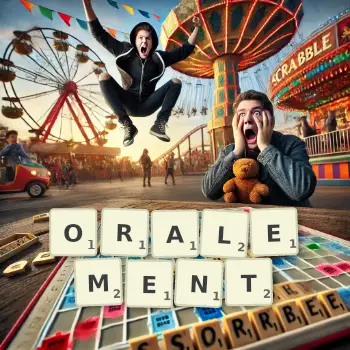 Illustration créative d'un jeu de lettres avec le mot ORALEMENT épelé sur le plateau.