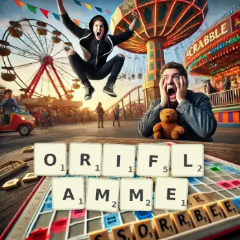 Illustration créative d'un jeu de lettres avec le mot ORIFLAMME épelé sur le plateau.