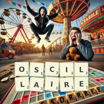 Illustration créative d'un jeu de lettres avec le mot OSCILLAIRE épelé sur le plateau.
