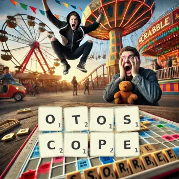 Illustration créative d'un jeu de lettres avec le mot OTOSCOPE épelé sur le plateau.