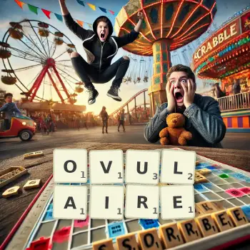 Illustration créative d'un jeu de lettres avec le mot OVULAIRE épelé sur le plateau.
