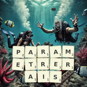 Illustration créative d'un jeu de lettres avec le mot PARAMETRERAIS épelé sur le plateau.