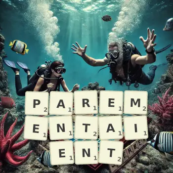 Illustration créative d'un jeu de lettres avec le mot PAREMENTAIENT épelé sur le plateau.