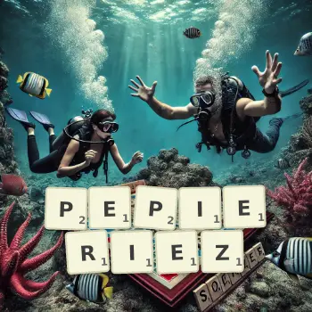 Illustration créative d'un jeu de lettres avec le mot PEPIERIEZ épelé sur le plateau.