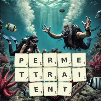 Illustration créative d'un jeu de lettres avec le mot PERMETTRAIENT épelé sur le plateau.