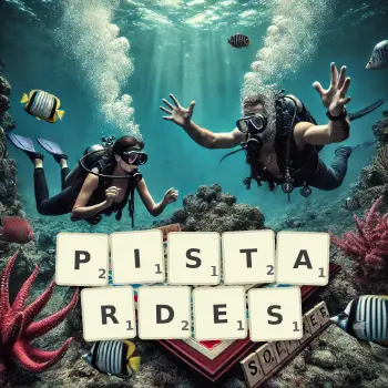 Illustration créative d'un jeu de lettres avec le mot PISTARDES épelé sur le plateau.