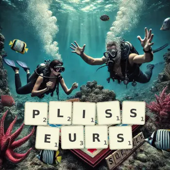 Illustration créative d'un jeu de lettres avec le mot PLISSEURS épelé sur le plateau.