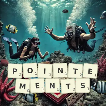 Illustration créative d'un jeu de lettres avec le mot POINTEMENTS épelé sur le plateau.