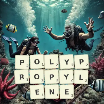 Illustration créative d'un jeu de lettres avec le mot POLYPROPYLENE épelé sur le plateau.