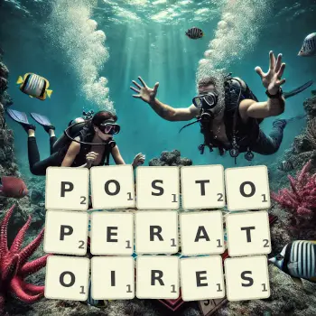 Illustration créative d'un jeu de lettres avec le mot POSTOPERATOIRES épelé sur le plateau.