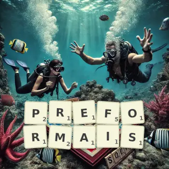 Illustration créative d'un jeu de lettres avec le mot PREFORMAIS épelé sur le plateau.