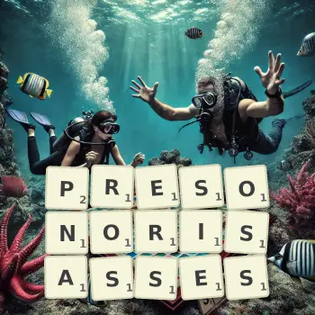 Illustration créative d'un jeu de lettres avec le mot PRESONORISASSES épelé sur le plateau.