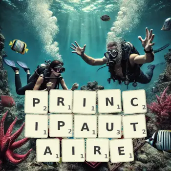 Illustration créative d'un jeu de lettres avec le mot PRINCIPAUTAIRE épelé sur le plateau.