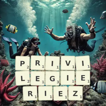 Illustration créative d'un jeu de lettres avec le mot PRIVILEGIERIEZ épelé sur le plateau.