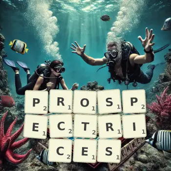 Illustration créative d'un jeu de lettres avec le mot PROSPECTRICES épelé sur le plateau.