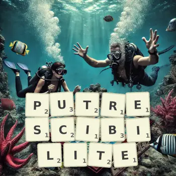 Illustration créative d'un jeu de lettres avec le mot PUTRESCIBILITE épelé sur le plateau.