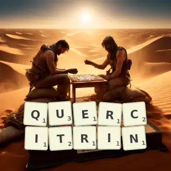 Illustration créative d'un jeu de lettres avec le mot QUERCITRIN épelé sur le plateau.