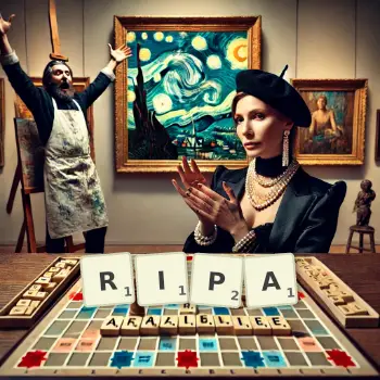 Illustration créative d'un jeu de lettres avec le mot RIPA épelé sur le plateau.