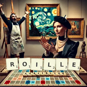 Illustration créative d'un jeu de lettres avec le mot ROILLE épelé sur le plateau.