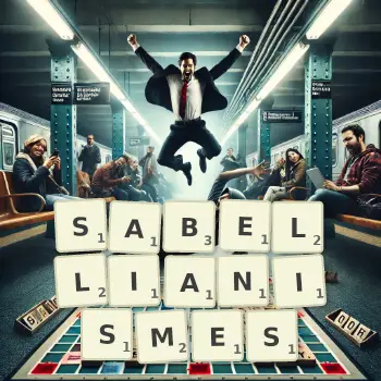 Illustration créative d'un jeu de lettres avec le mot SABELLIANISMES épelé sur le plateau.