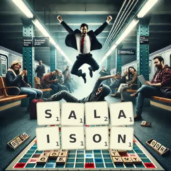 Illustration créative d'un jeu de lettres avec le mot SALAISON épelé sur le plateau.