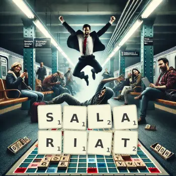 Illustration créative d'un jeu de lettres avec le mot SALARIAT épelé sur le plateau.