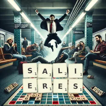 Illustration créative d'un jeu de lettres avec le mot SALIERES épelé sur le plateau.