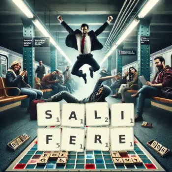 Illustration créative d'un jeu de lettres avec le mot SALIFERE épelé sur le plateau.