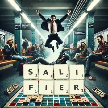 Illustration créative d'un jeu de lettres avec le mot SALIFIER épelé sur le plateau.