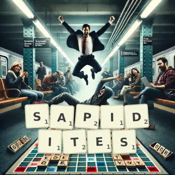 Illustration créative d'un jeu de lettres avec le mot SAPIDITES épelé sur le plateau.