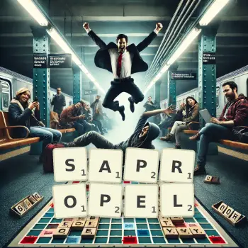 Illustration créative d'un jeu de lettres avec le mot SAPROPEL épelé sur le plateau.