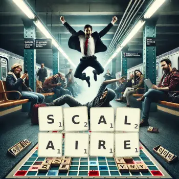 Illustration créative d'un jeu de lettres avec le mot SCALAIRE épelé sur le plateau.