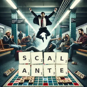 Illustration créative d'un jeu de lettres avec le mot SCALANTE épelé sur le plateau.