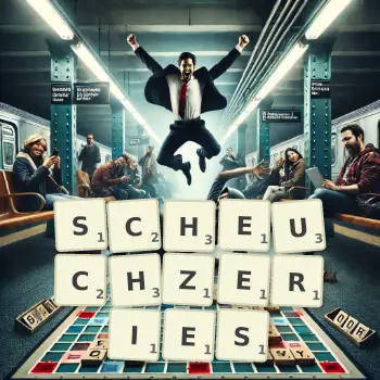 Illustration créative d'un jeu de lettres avec le mot SCHEUCHZERIES épelé sur le plateau.