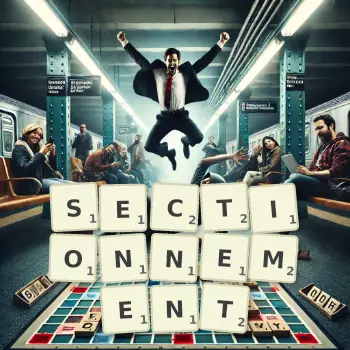 Illustration créative d'un jeu de lettres avec le mot SECTIONNEMENT épelé sur le plateau.