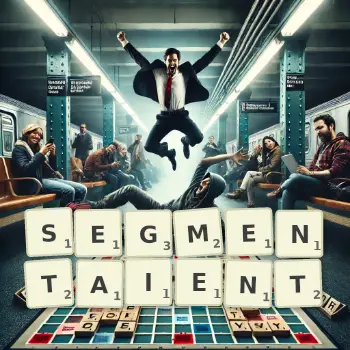 Illustration créative d'un jeu de lettres avec le mot SEGMENTAIENT épelé sur le plateau.